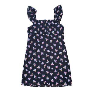 Art Class Little Girls Black Floral Sleeveless Dress Ruffled Cap Sleeve Large
